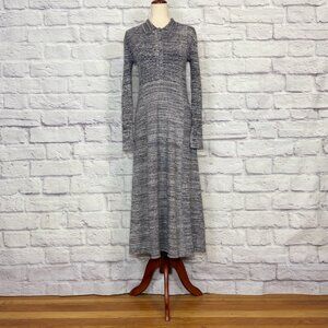 Treasure & Bond Gray & White Ribbed Knit Midi Dress